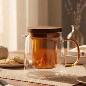 LASKA 450ml Amber Borosilikaatklaasist Teekann