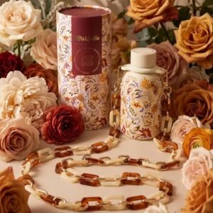 Marbella Blush 350 ml roostevabast terasest termospudel koos dekoratiivse kandeketiga kinkekomplektis.